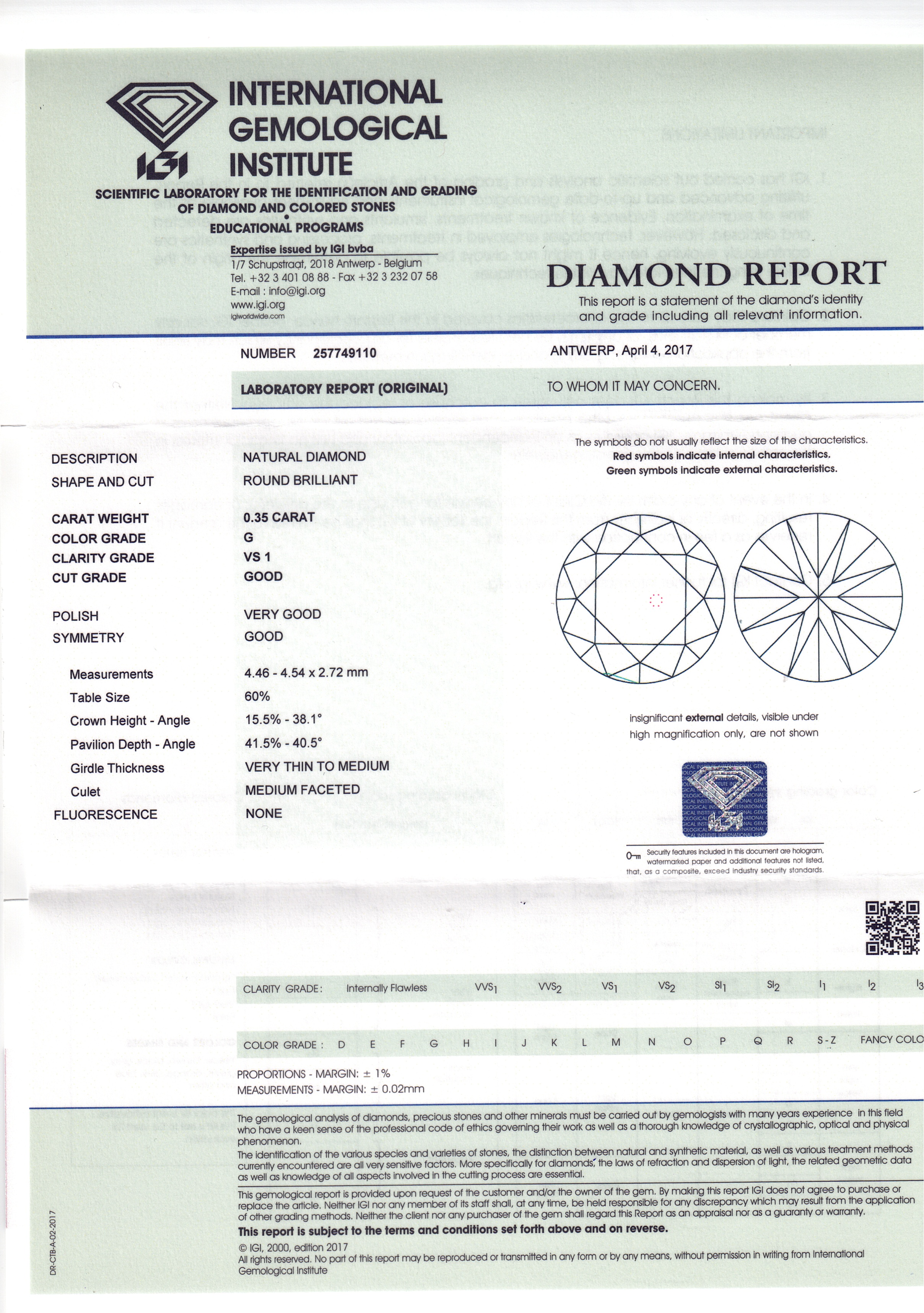 Loser Altschliffdiamant 0,35 ct, FW (G)/VS1, - Image 3 of 3