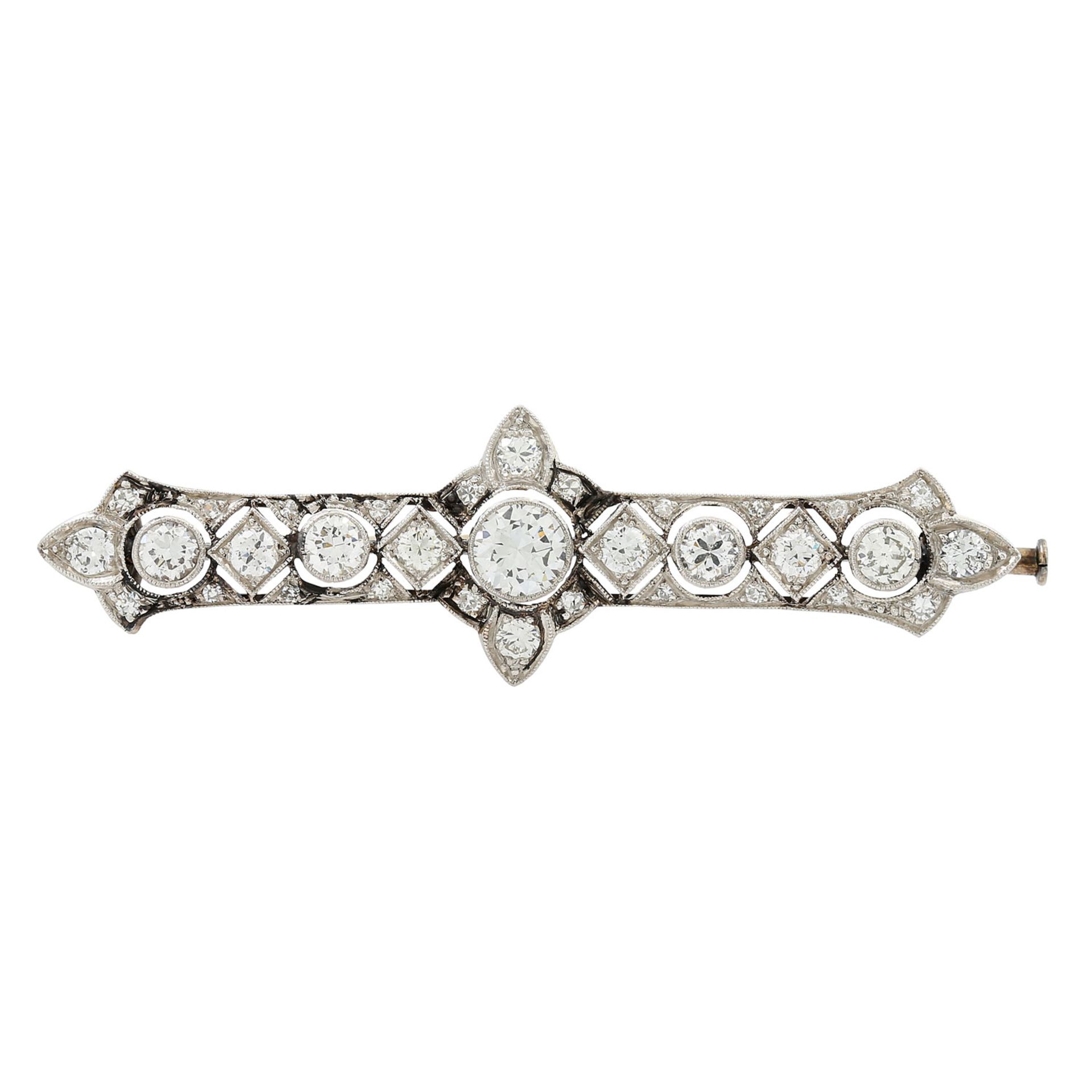 Brosche mit Diamanten von zus. ca. 1,6 ct,