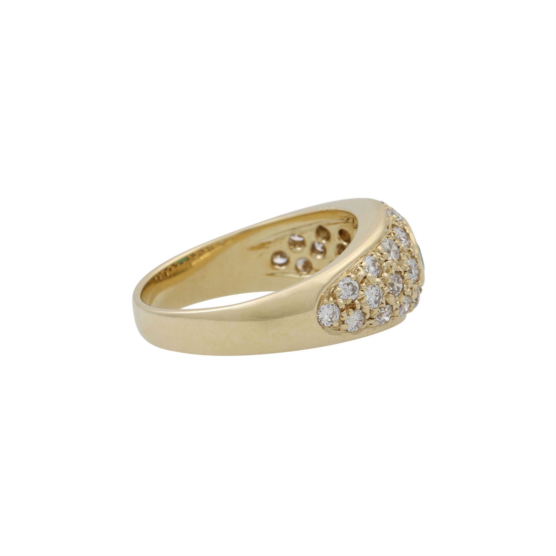 Ring mit Smaragd ca. 0,60 ct und Brillanten zus. ca. 0,50 ct, - Bild 3 aus 5