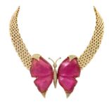 Collier "Schmetterling" mit pinkfarbenen Turmalinen