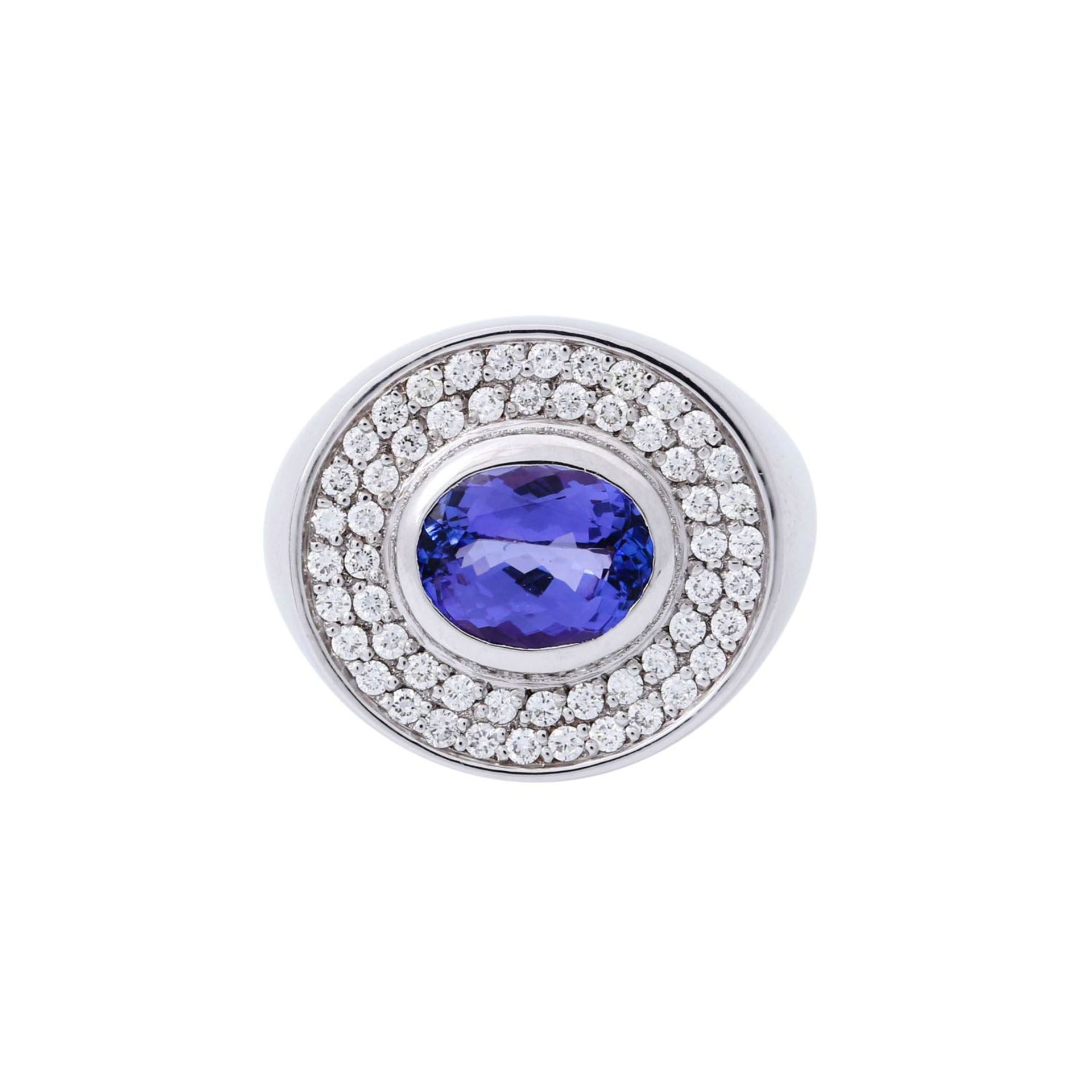 Ring mit feinem Tansanit 2,36 ct und Brillanten von zus. ca. 0,54 ct, - Bild 2 aus 5