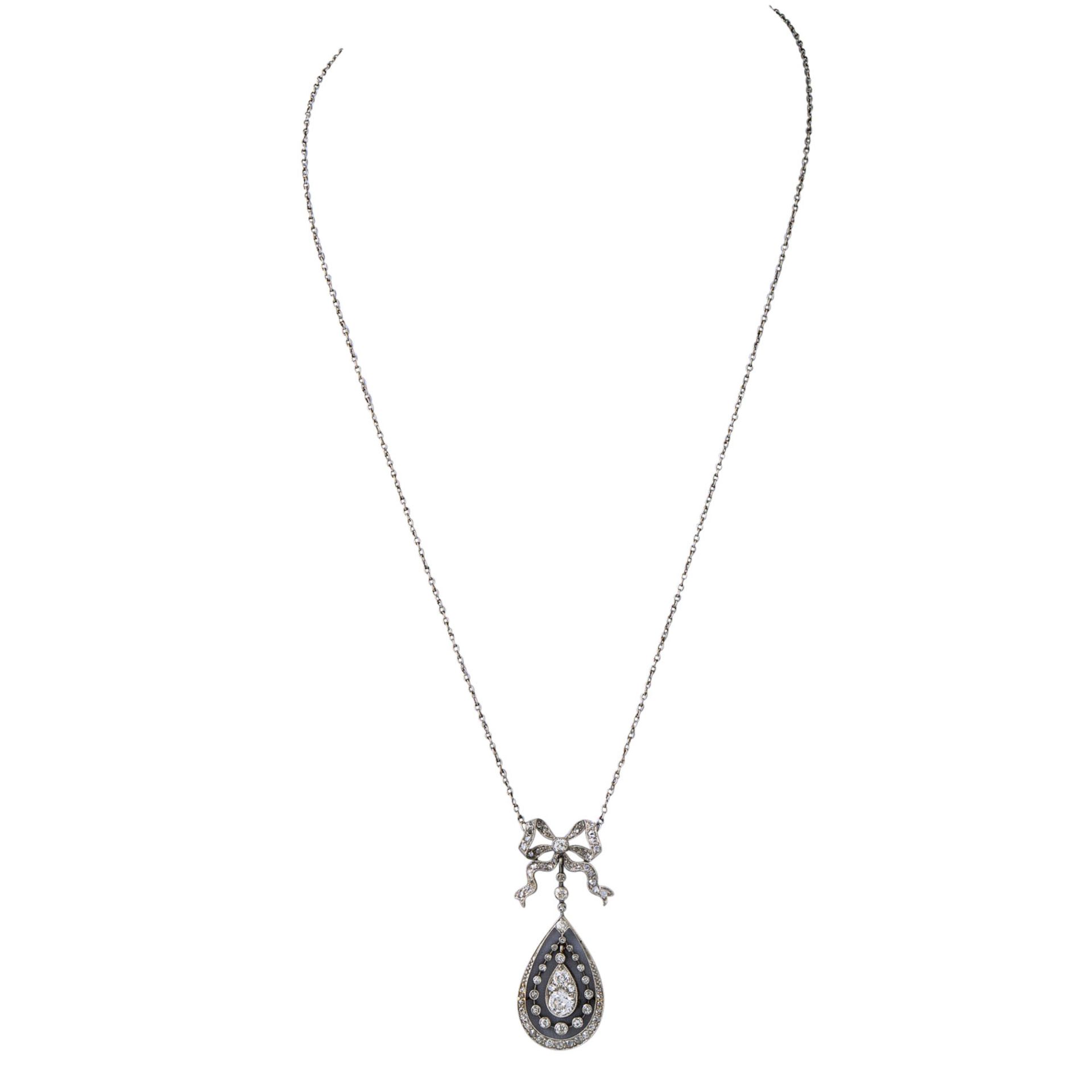 Belle Époque zartes Collier mit Diamanten,