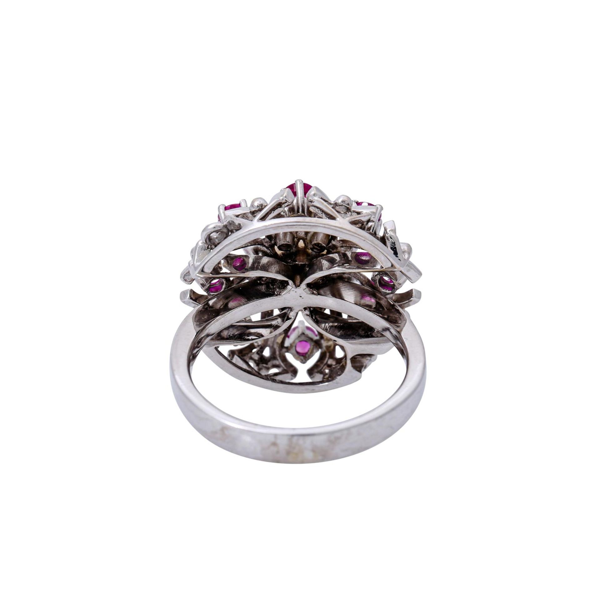 Ring mit Rubinen, Diamanten und Perle, - Image 4 of 5