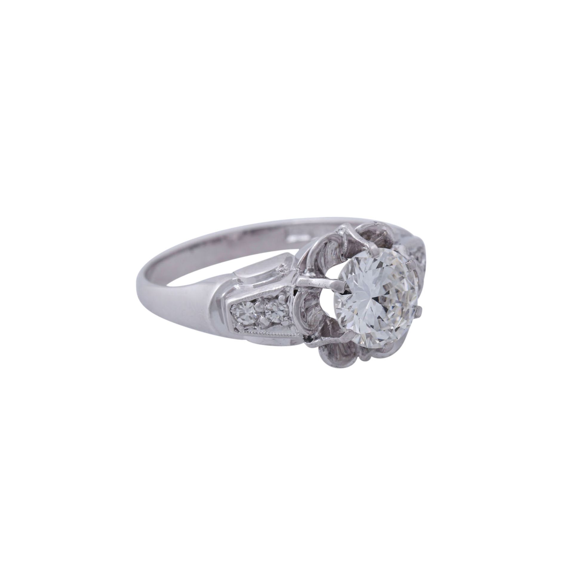 Schöner Diamant-Blütenring mit großem Brillant von 1,25 ct,