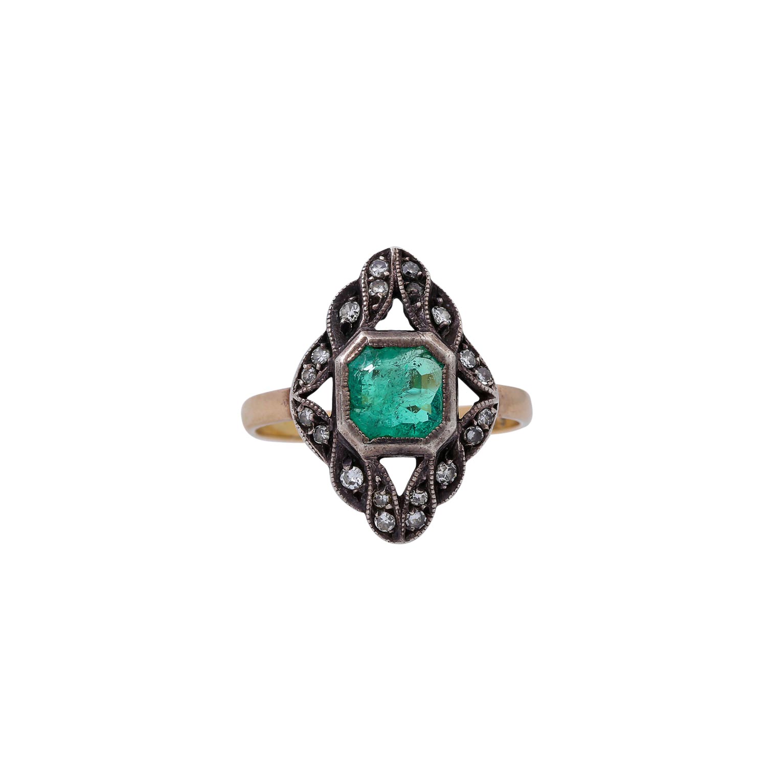 Ring mit Smaragd achteckig facettiert, - Image 2 of 5