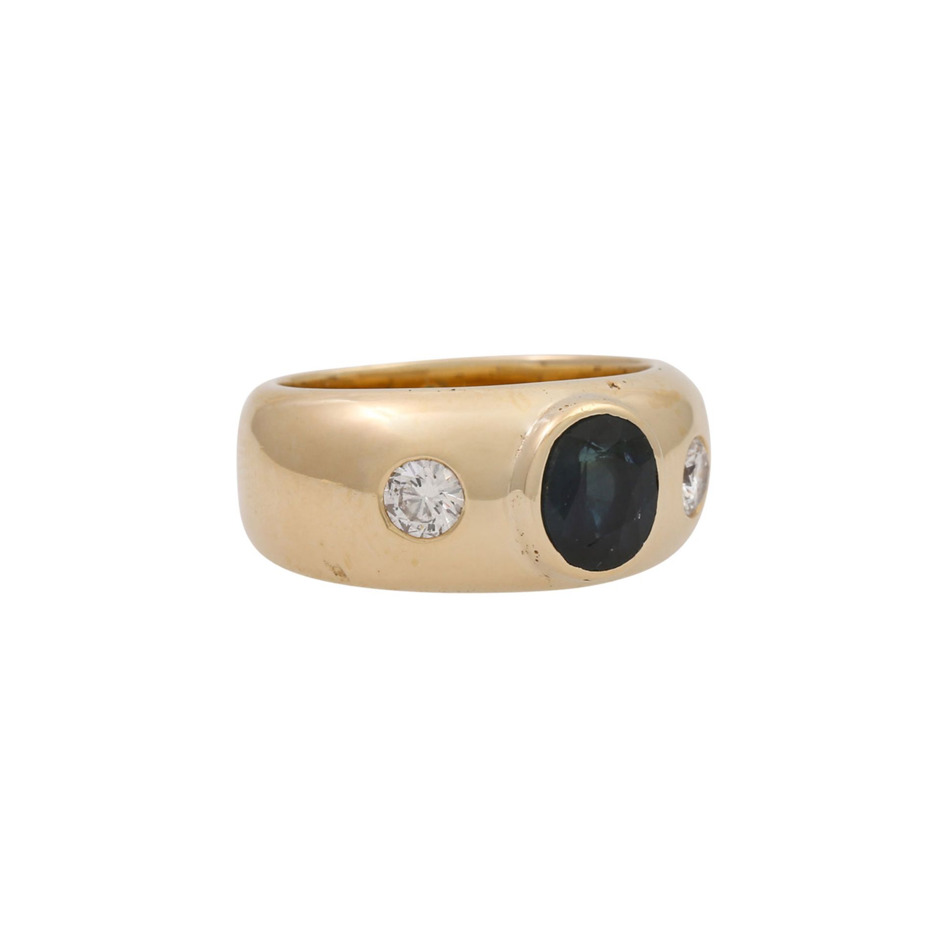 Ring mit Saphir ca. 2 ct und Brillanten