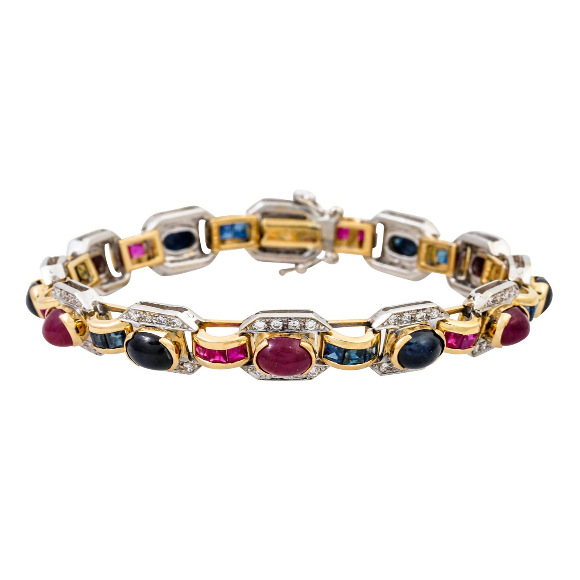 Armband mit Korunden und Brillanten,