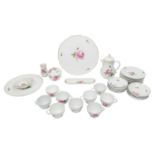 MEISSEN Kaffeeservice f. 9 Personen 'Rote Rose', 2. Wahl, überwiegend 1. Hälfte 20. Jh.