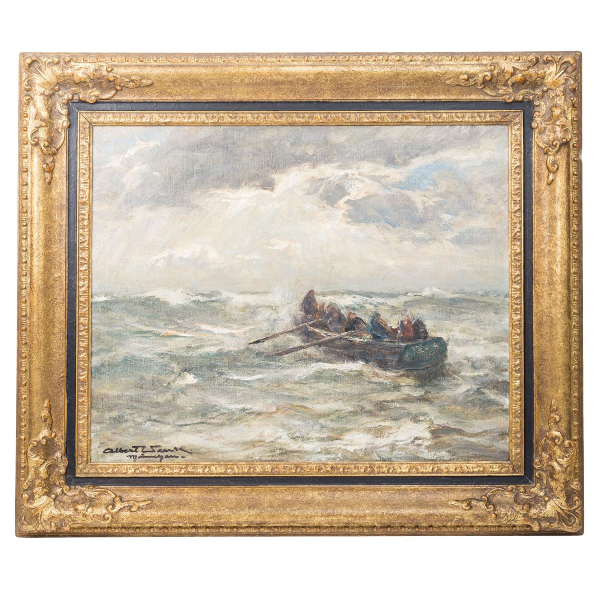 WENK, ALBERT (1863-1934), „Ruderboot in der Brandung“, - Bild 2 aus 4