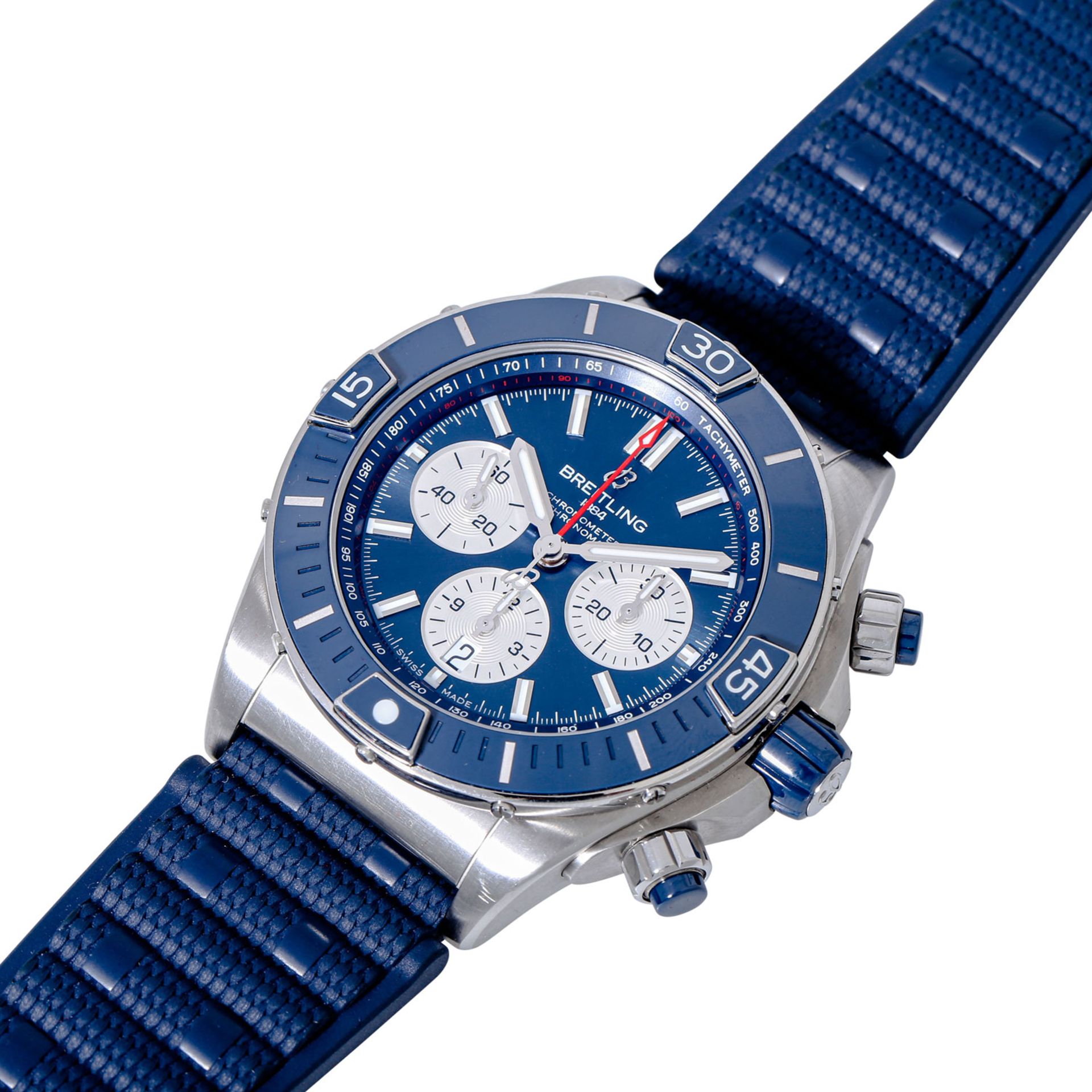 BREITLING Super Chronomat "Blau", Ref. AB0136161C1S1. Herrenuhr. Aktueller Neupreis: 8.150,- Euro. - Bild 4 aus 7