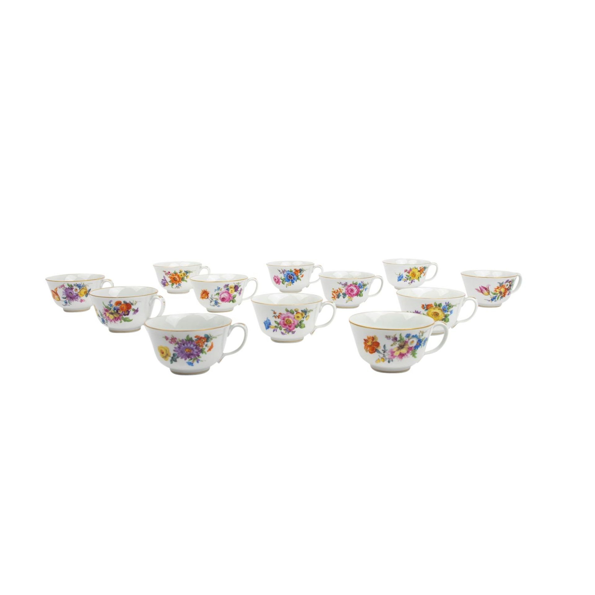 MEISSEN Teeservice f. 12 Personen 'Bunte Blume', 1. Wahl, 20. Jh. - Bild 4 aus 7