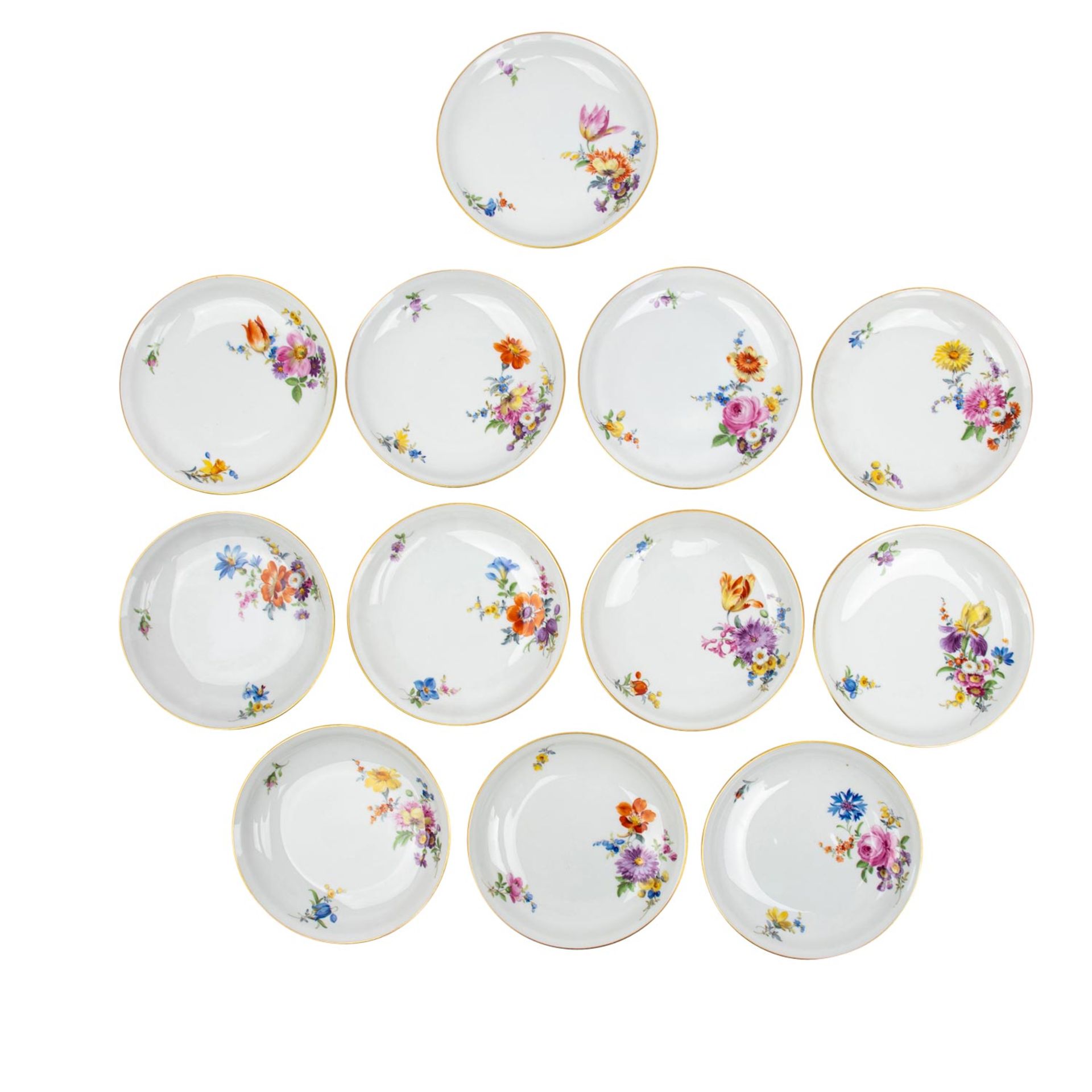 MEISSEN Teeservice f. 12 Personen 'Bunte Blume', 1. Wahl, 20. Jh. - Bild 3 aus 7