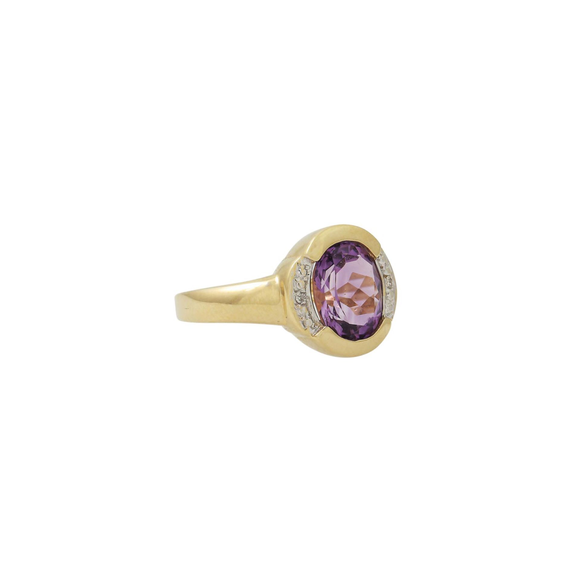 Schmuckset: Ring und Paar Ohrstecker mit Amethysten, - Image 5 of 9