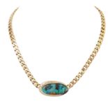 Collier mit feinem Boulderopal und Brillanten von zus. ca. 0,2 ct,