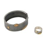 Schmuckset Armreif und Ring mit Brillanten zus. ca. 0,25 ct,