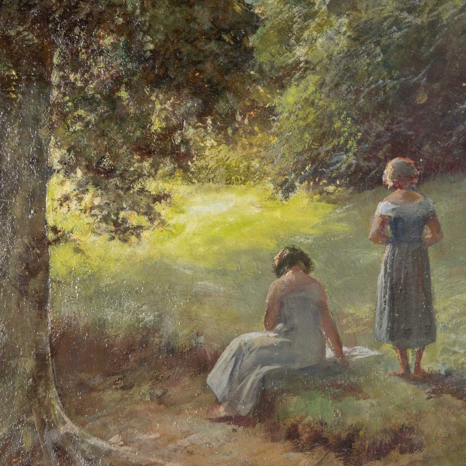 YELIN, RUDOLF (1864-1941) "Zwei Mädchen am Waldrand" - Bild 4 aus 6