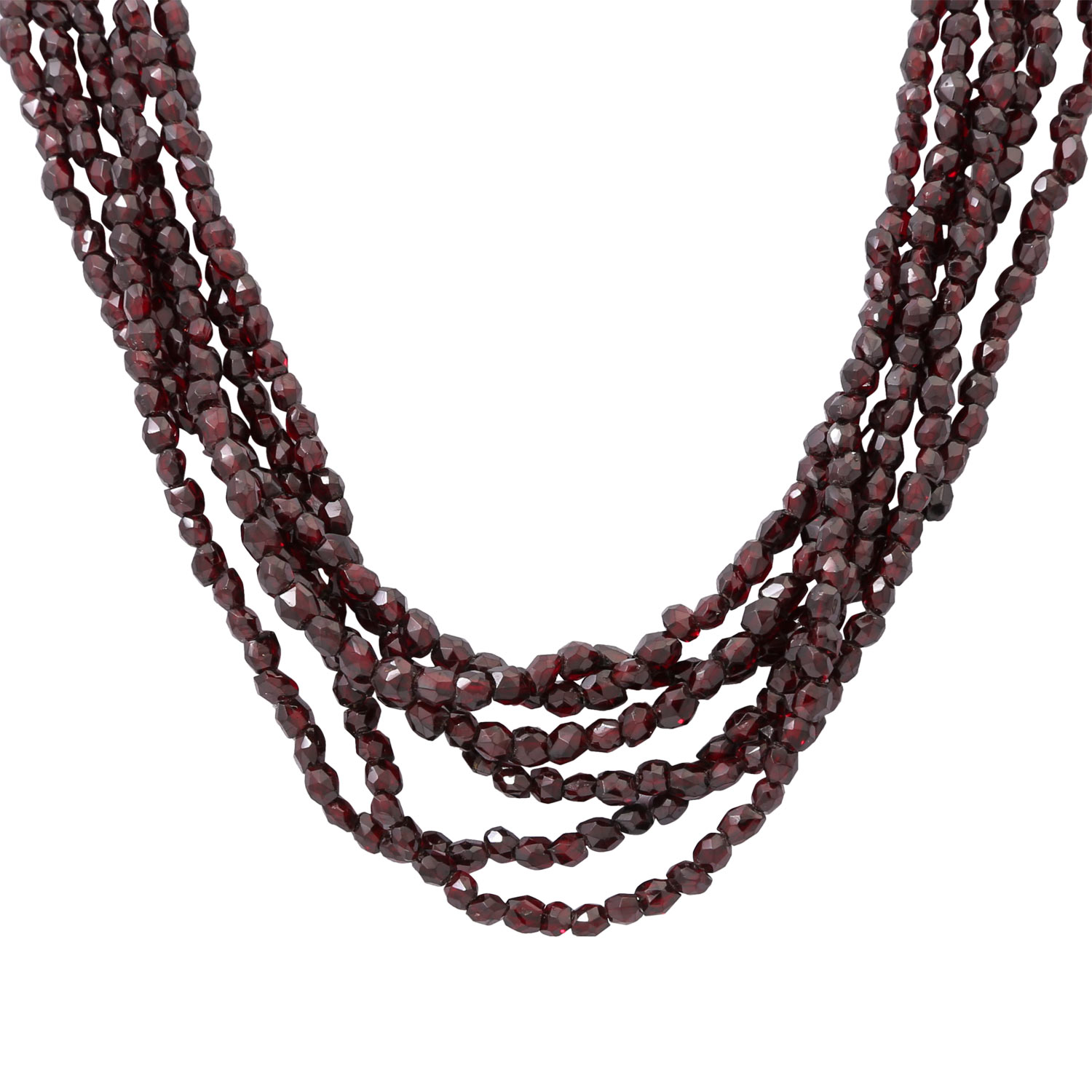 SET: mehrreihiges Collier und Armband aus facettierten Granatkugeln, - Image 3 of 6