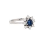 Ring mit oval facettiertem Saphir ca. 1,06 ct