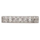 Art Déco Brosche mit Diamanten von zus. ca. 1,05 ct,