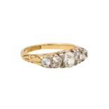 Ring mit 5 Altschliffdiamanten zus. ca. 1 ct,