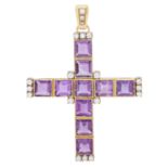 Anhänger "Kreuz" mit 10 feinen Amethysten