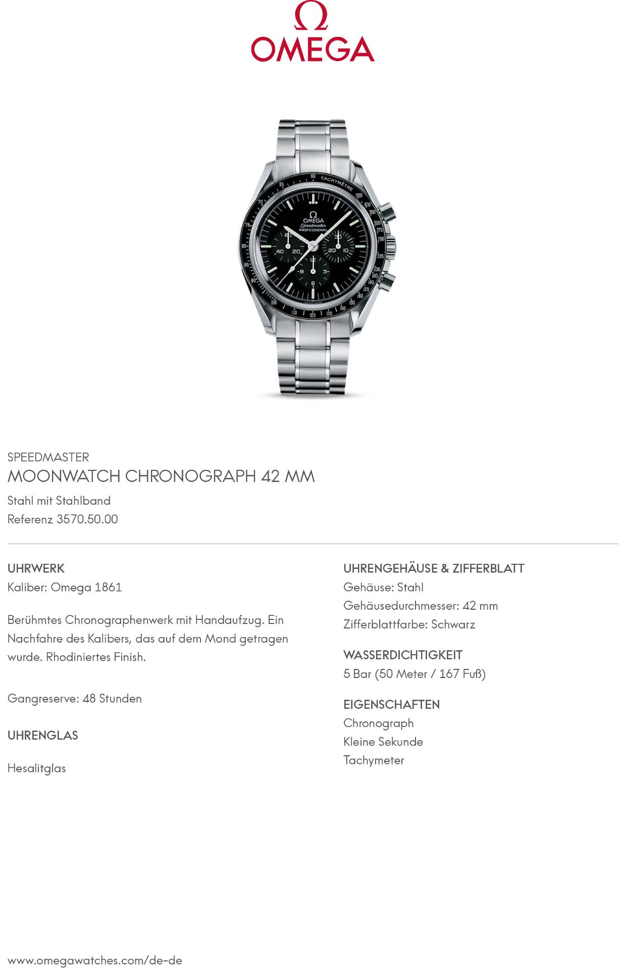 OMEGA Speedmaster Professional Moonwatch Chronograph, Ref. 3570.50.00. Armbanduhr. - Image 9 of 9