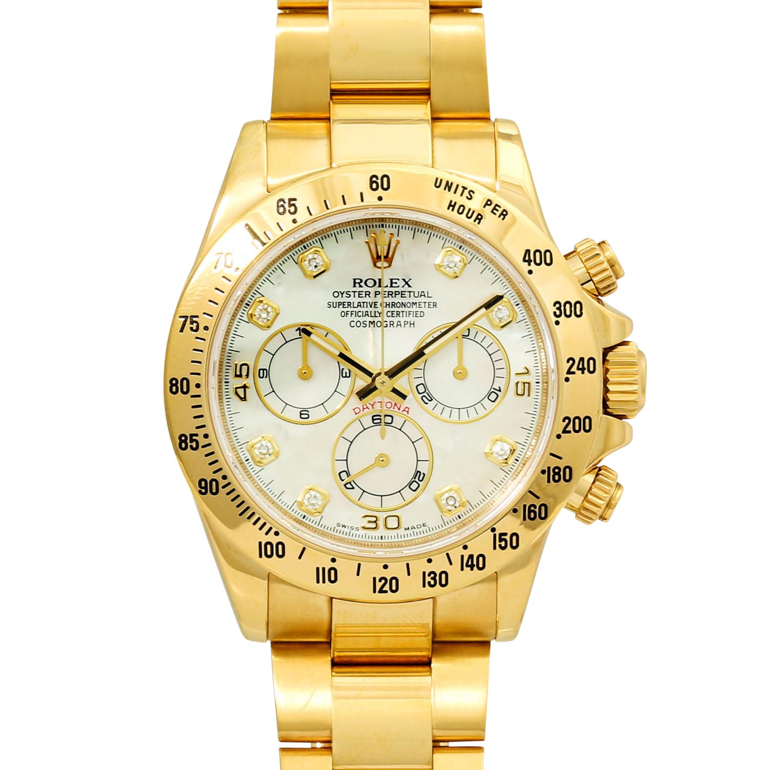 ROLEX Cosmograph Daytona "Helles Perlmutt & Diamanten", Ref. 116528. Armbanduhr.