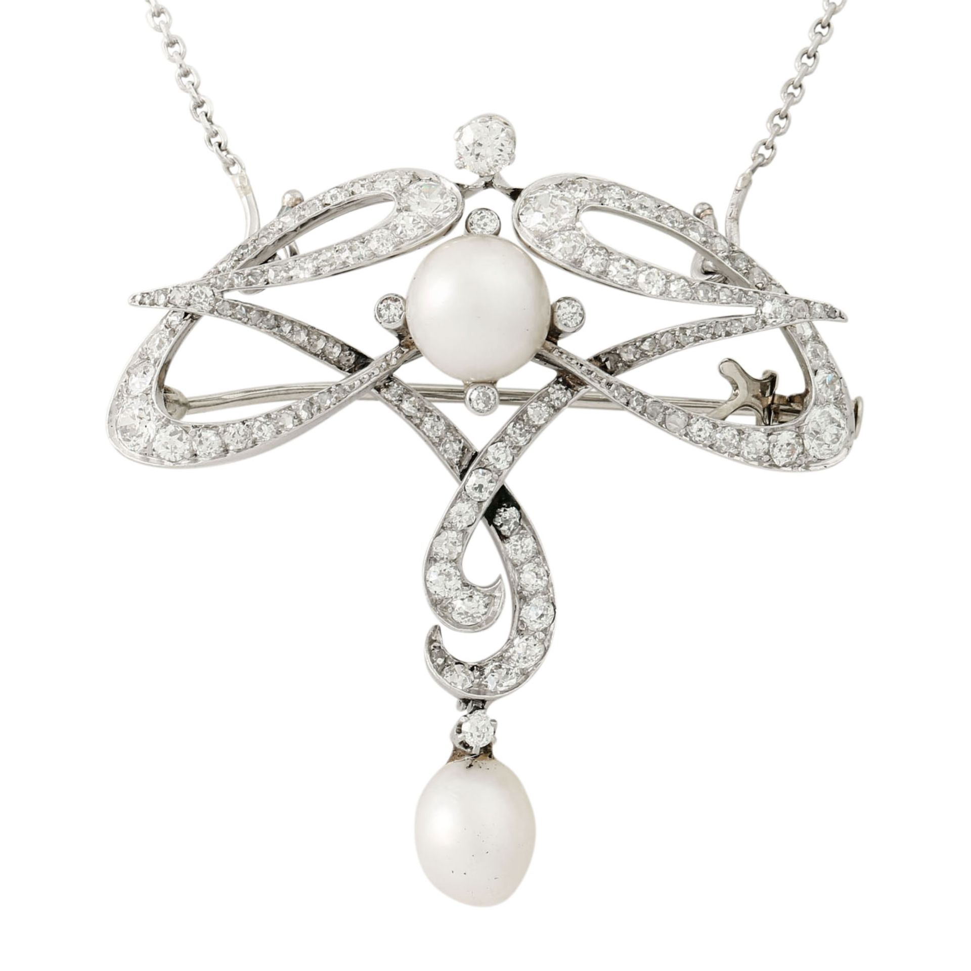 Jugendstil Collier/Brosche mit Altschliffdiamanten - Image 2 of 10