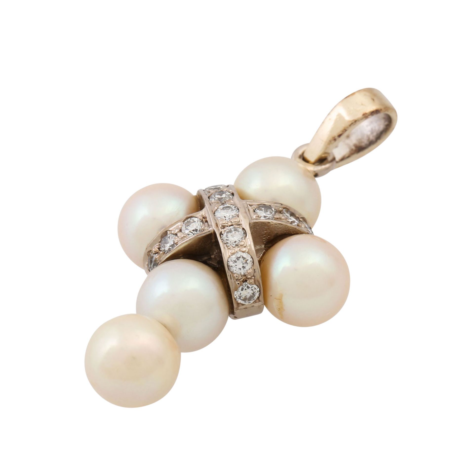 Anhänger "Kreuz" mit Perlen und Brillanten - Bild 4 aus 5