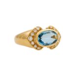 H. STERN Ring mit Aquamarin und Brillanten von zus. ca. 0,3 ct,