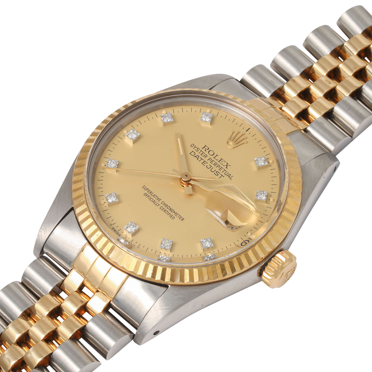 ROLEX Vintage Datejust 36 "Champagner & Diamanten", Ref. 16013. Armbanduhr. - Image 5 of 9