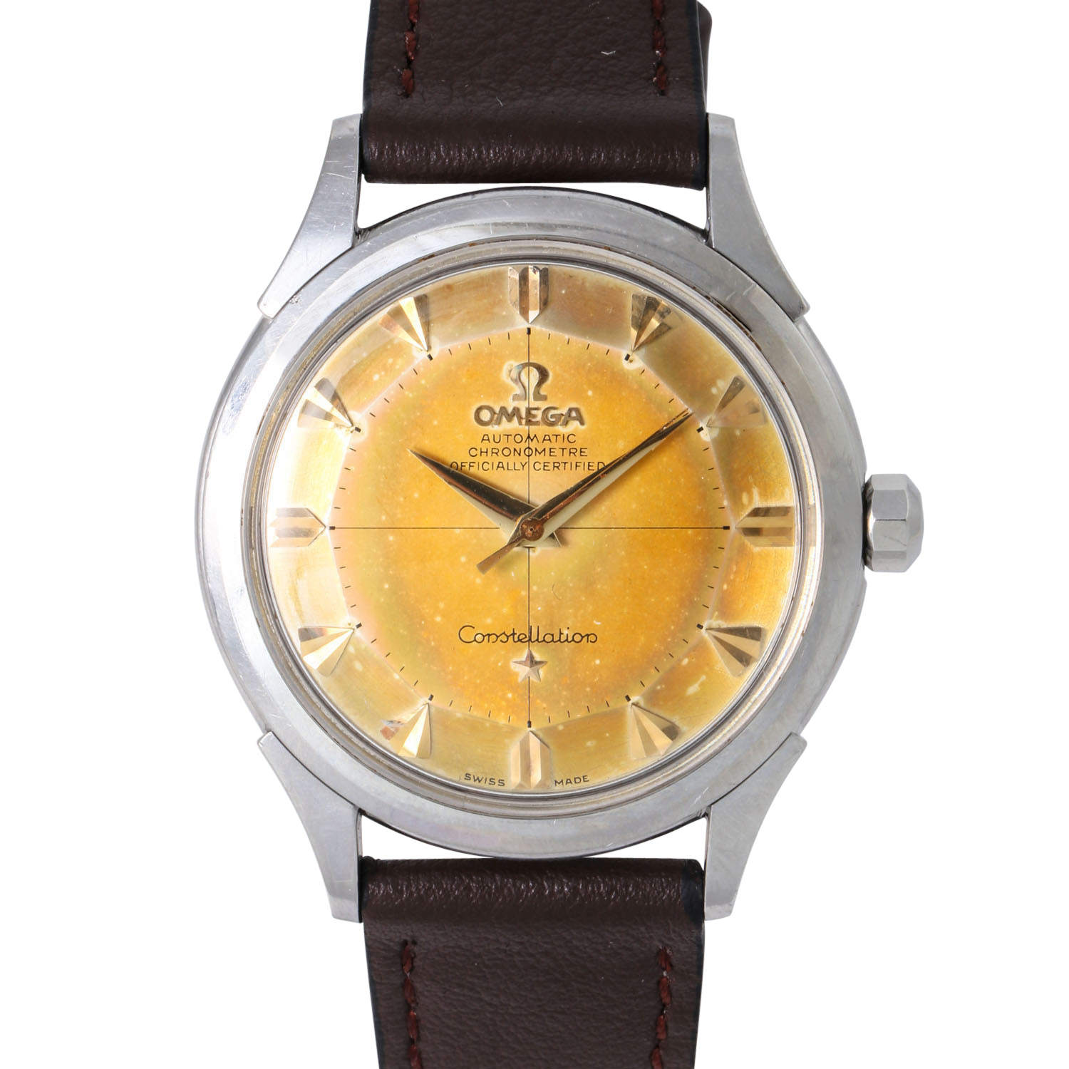 OMEGA Vintage Constellation Chronometer "Tropical Pie Pan", Ref. 2852. Herrenuhr. Ca. 1950er Jahre.