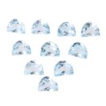 10 kalibrierte Blautopase von zus. ca. 24,7 ct,