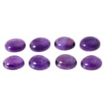 9 ovale kalibrierte Amethystcabochons zus. ca. 116,4 ct