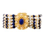 Armband mit Perlen und Lapislazuli,