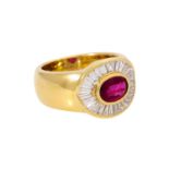 WEMPE Ring mit feinem Rubin umgeben von Diamanten, zus. ca. 1,41 ct