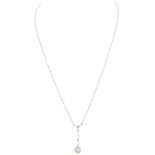 Art Déco feines Collier mit Diamant von ca. 0,25 ct,