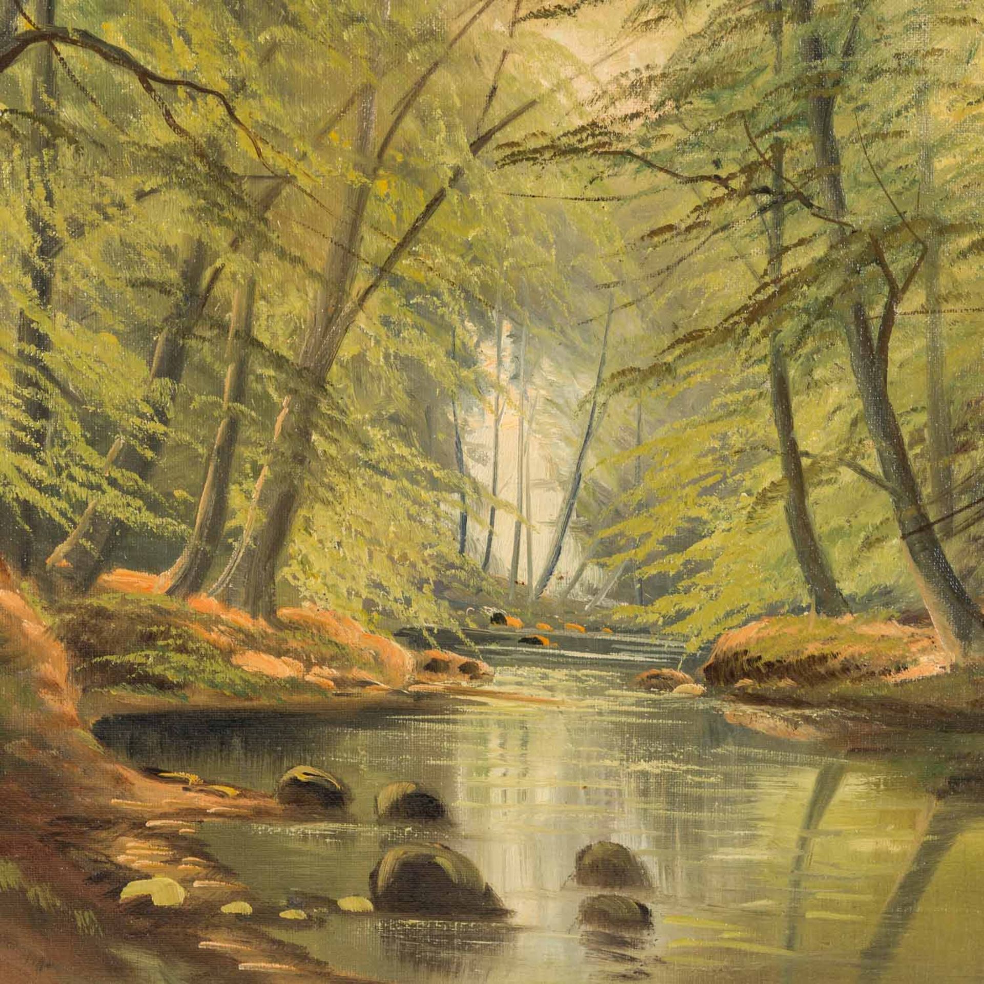 DAHL, E. (Maler/in 19./20. Jh.), "Fluss im Birkenwald", - Bild 4 aus 5
