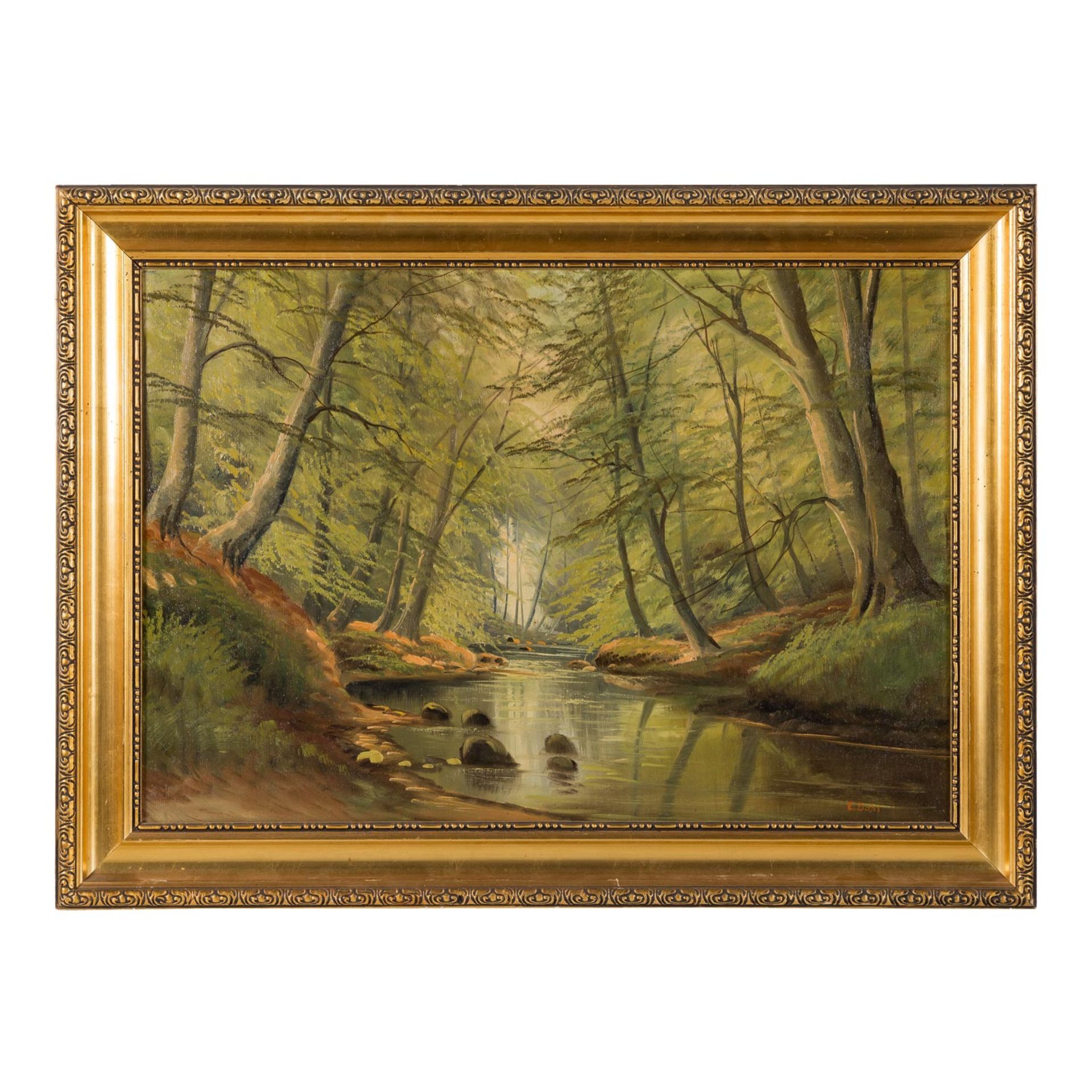 DAHL, E. (Maler/in 19./20. Jh.), "Fluss im Birkenwald", - Bild 2 aus 5