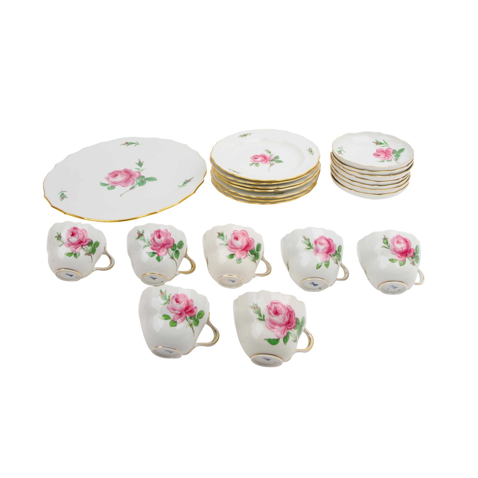 MEISSEN 27-tlg. Kaffeeservice 'Rote Rose', 2. Wahl, 20. Jh. - Image 2 of 4