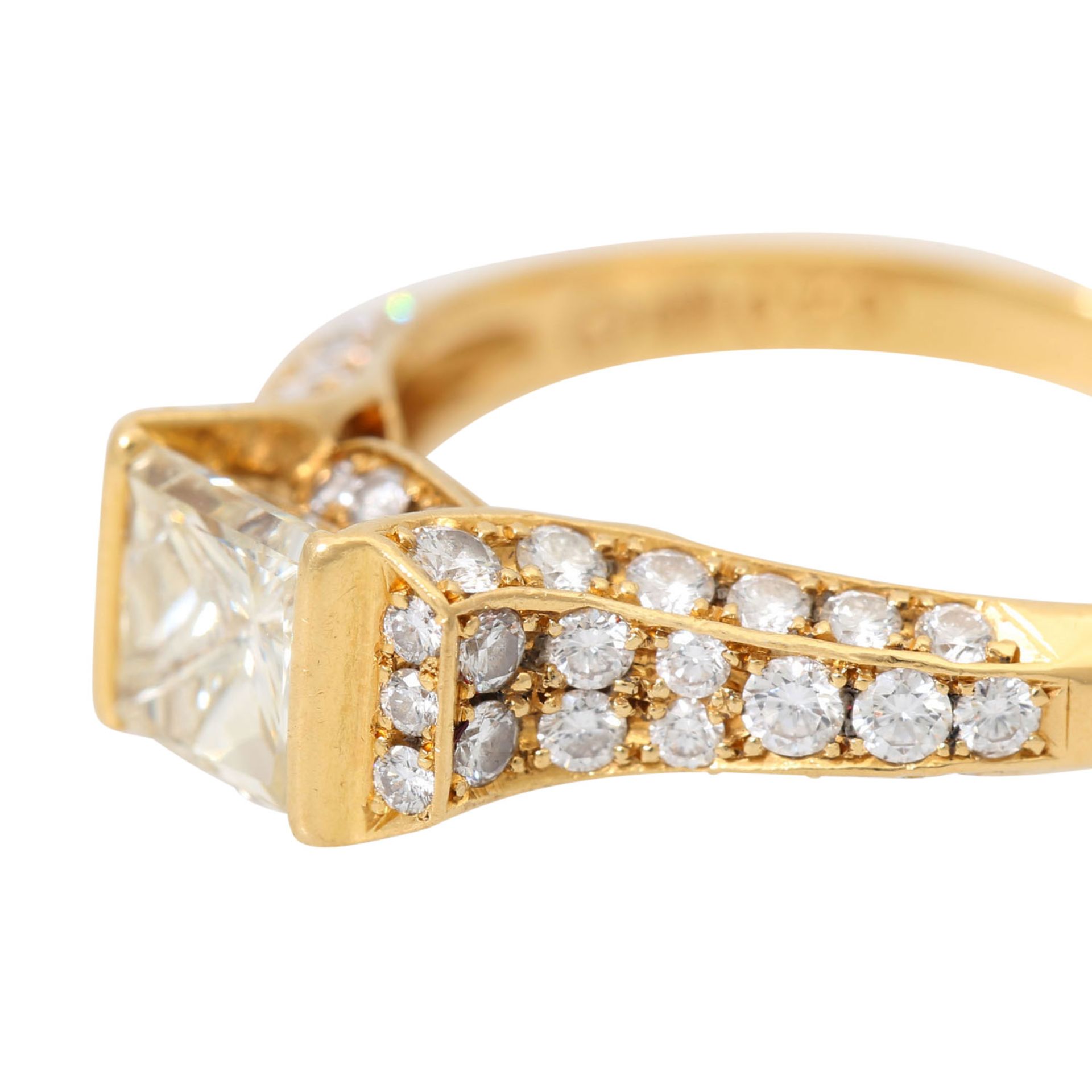 Ring mit Prinzessdiamant ca. 1.01 ct (punziert), - Bild 4 aus 4