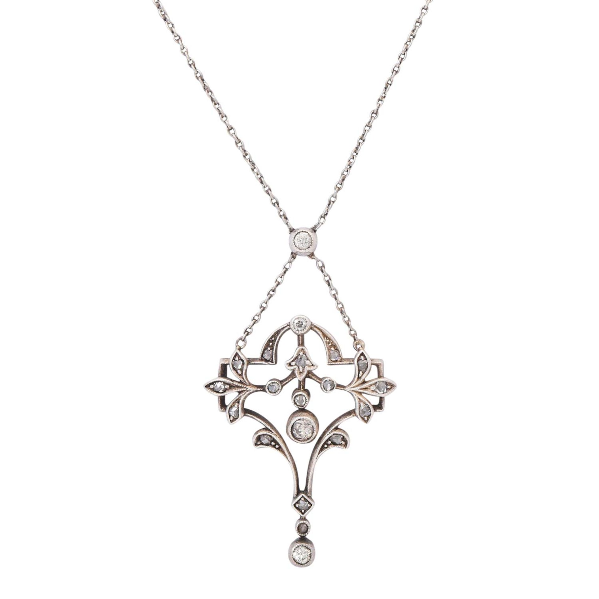 Jugendstil Collier mit Diamanten, - Image 2 of 3