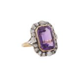 Historismus Ring mit Amethyst und Altschliffdiamanten