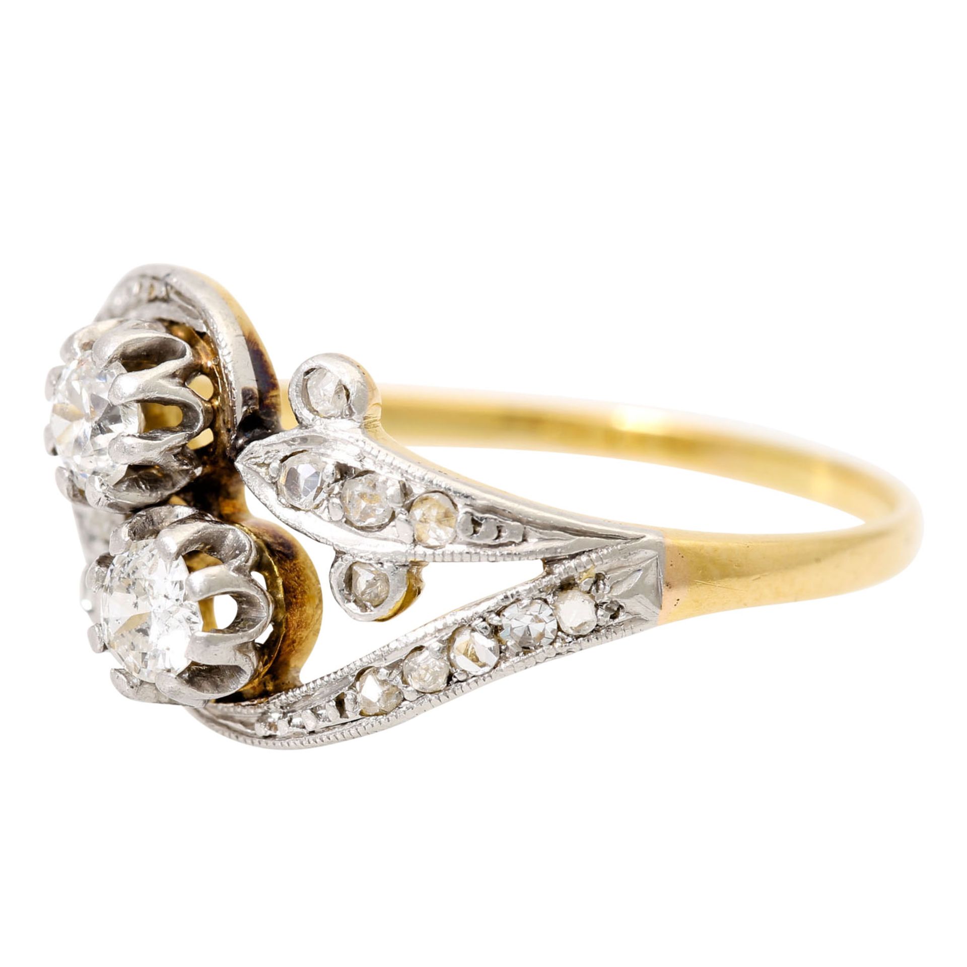 Ring mit Altschliffdiamanten und Diamantrosen von zus. ca. 0,35 ct, - Image 3 of 3