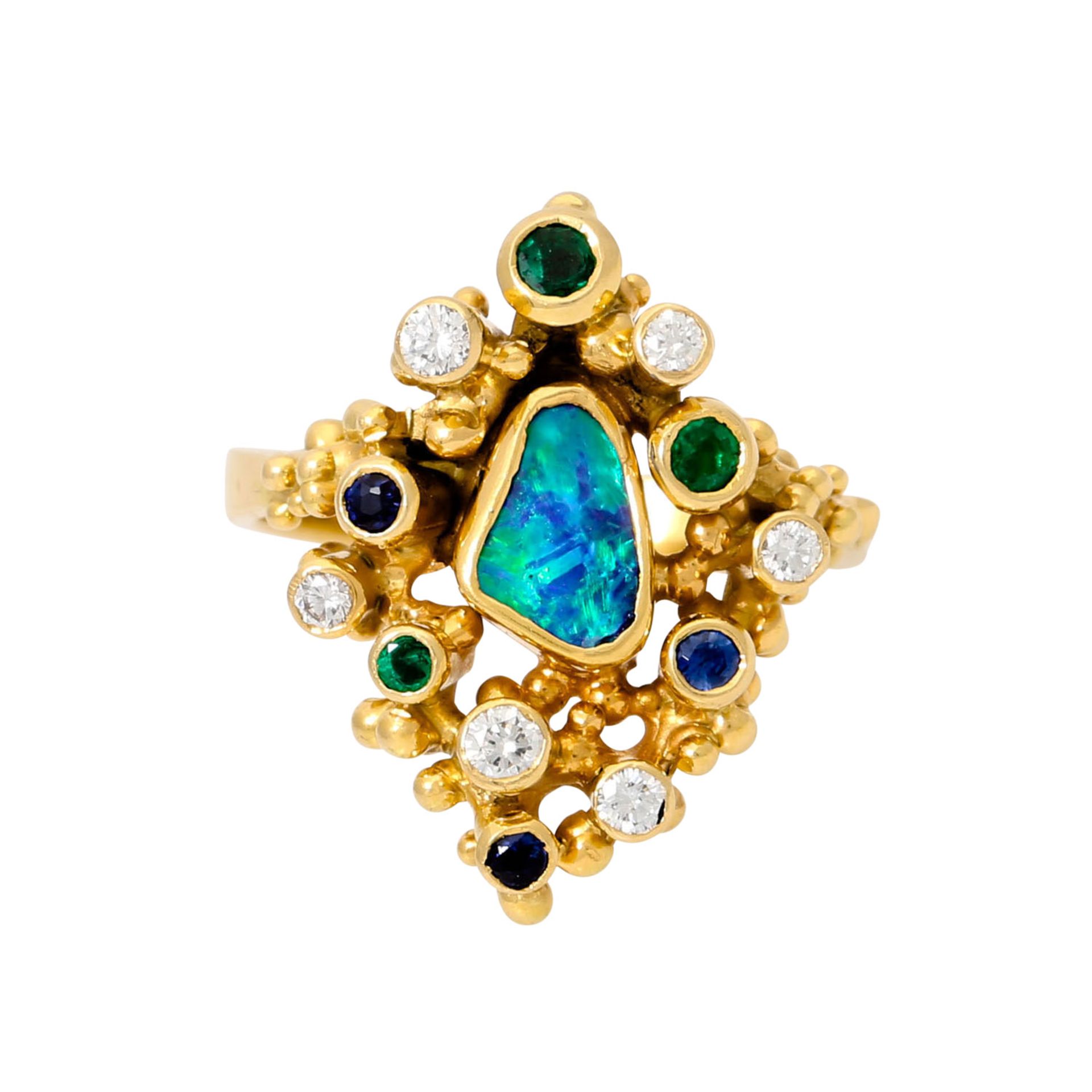EHINGER SCHWARZ Ring mit Opal, 6 Brillanten von zus. ca. 0,21 ct, - Bild 2 aus 3
