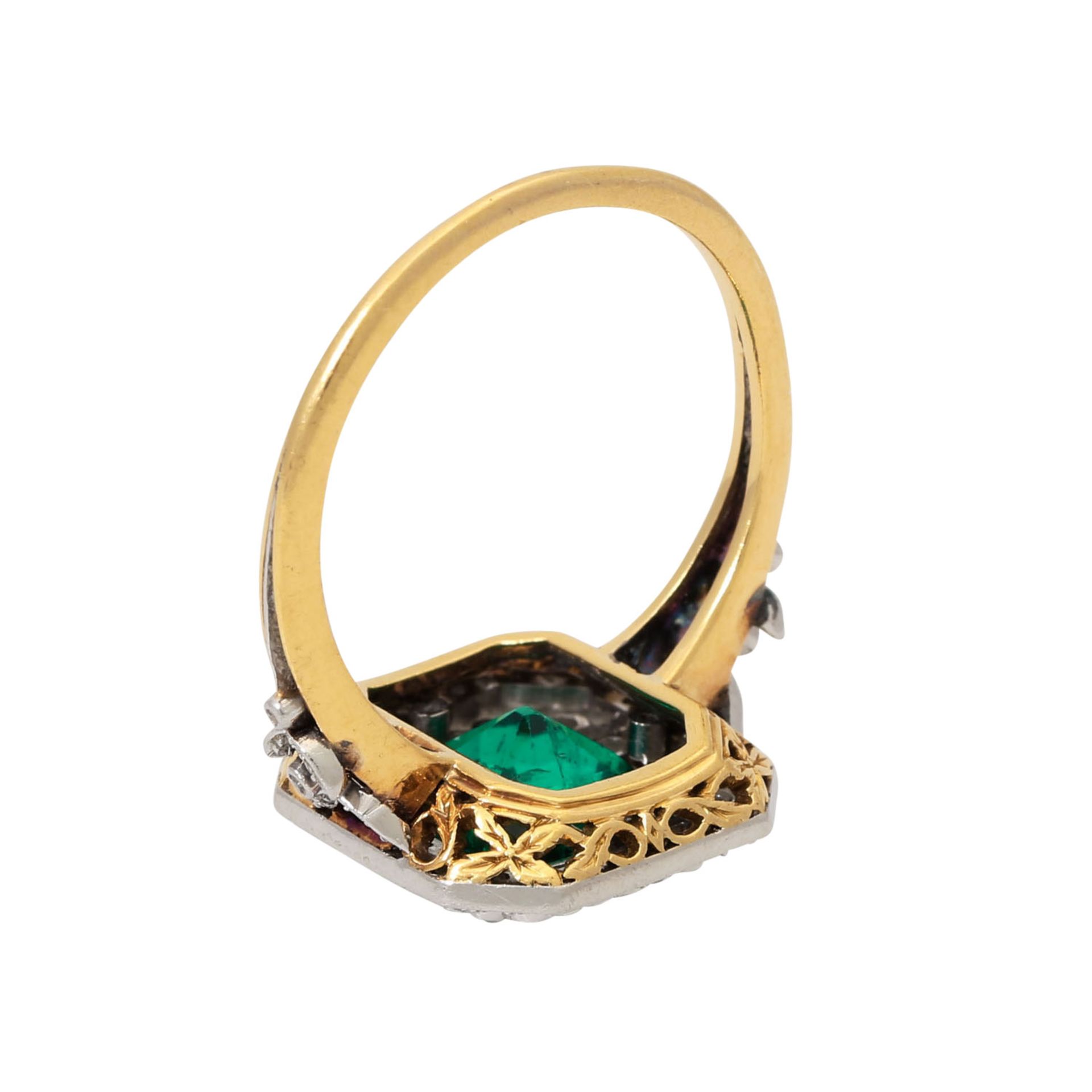 Ring mit Smaragd von intensivem, klaren Grün, ca. 2,2 ct, - Bild 4 aus 5