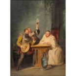 GAISSER, JAKOB EMANUEL (1825-1899) "Zechende Musikanten und Mönch"