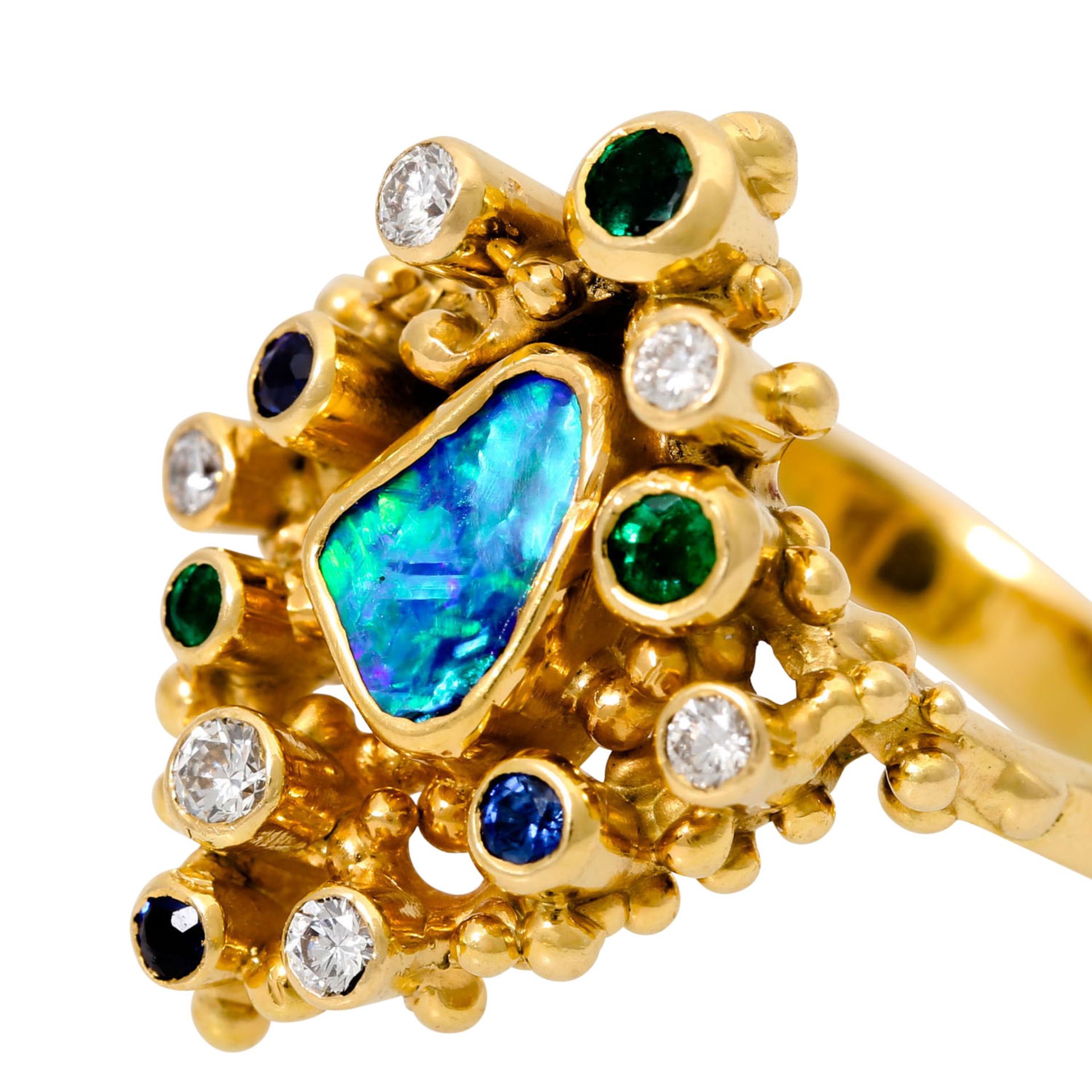 EHINGER SCHWARZ Ring mit Opal, 6 Brillanten von zus. ca. 0,21 ct, - Image 3 of 3