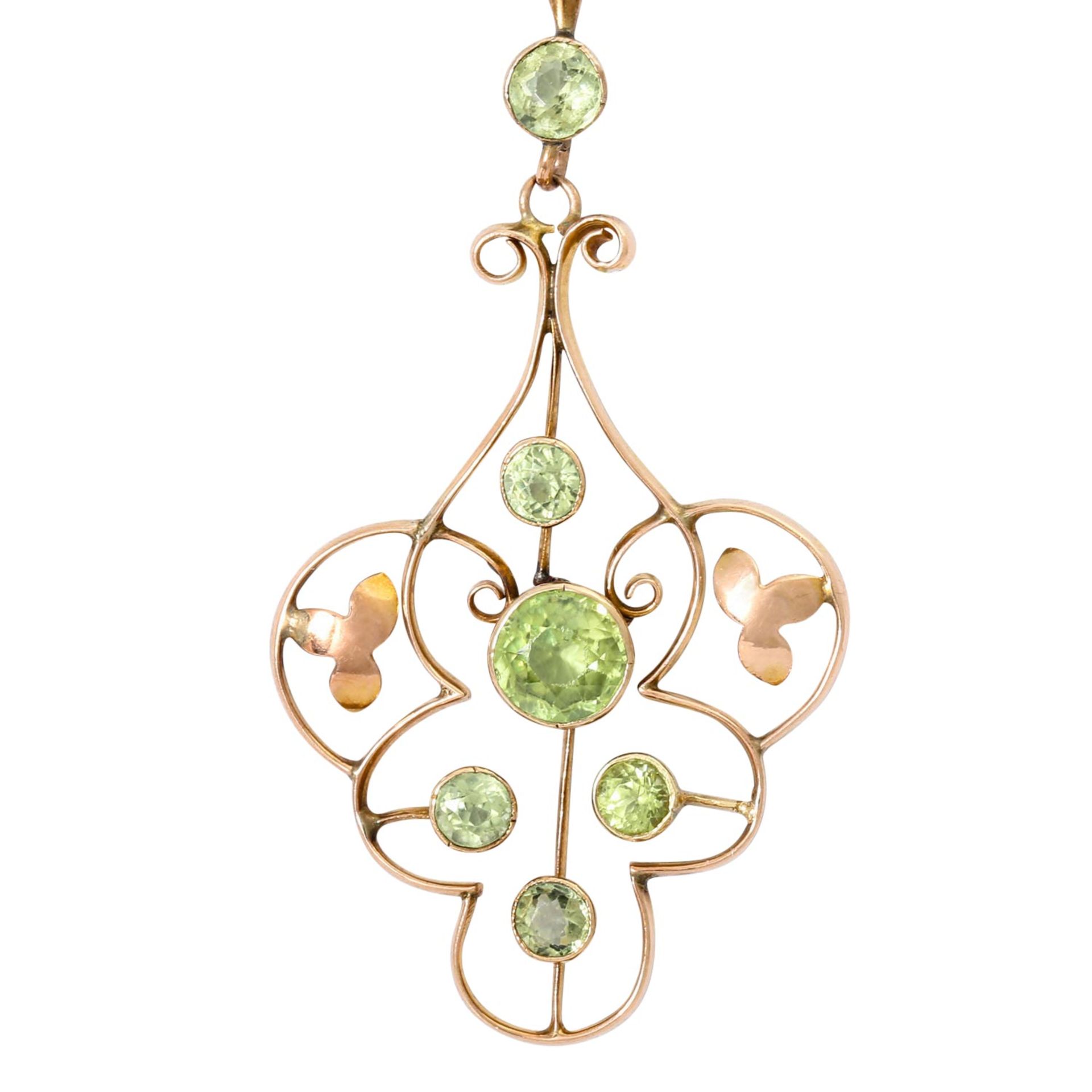 Jugendstil Schmuckkonvolut 2-teilig mit Peridot und 2 Saatperlen, - Image 3 of 4