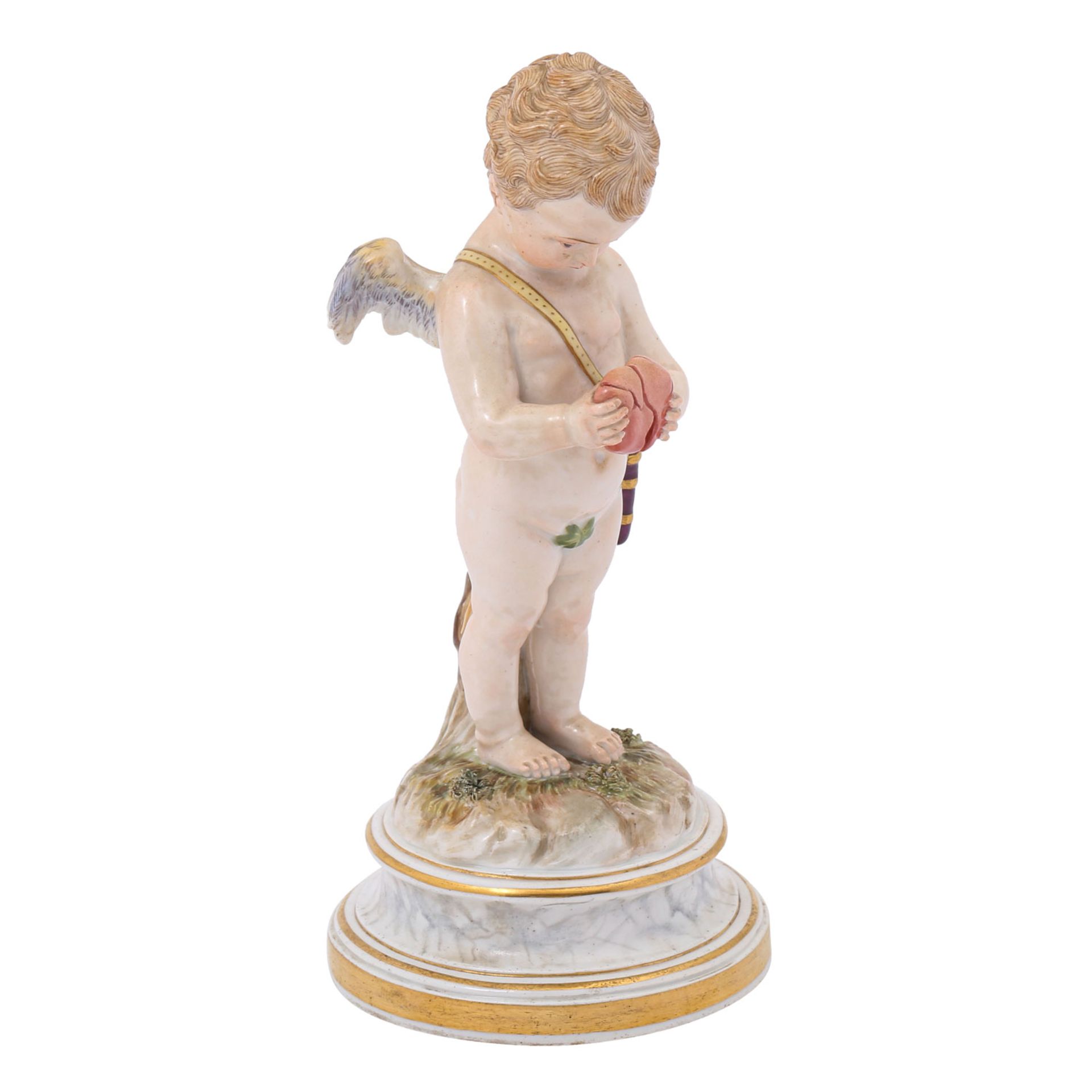 MEISSEN Figur 'Putto mit zerbrochenem Herz', 1. Wahl, um 1900.